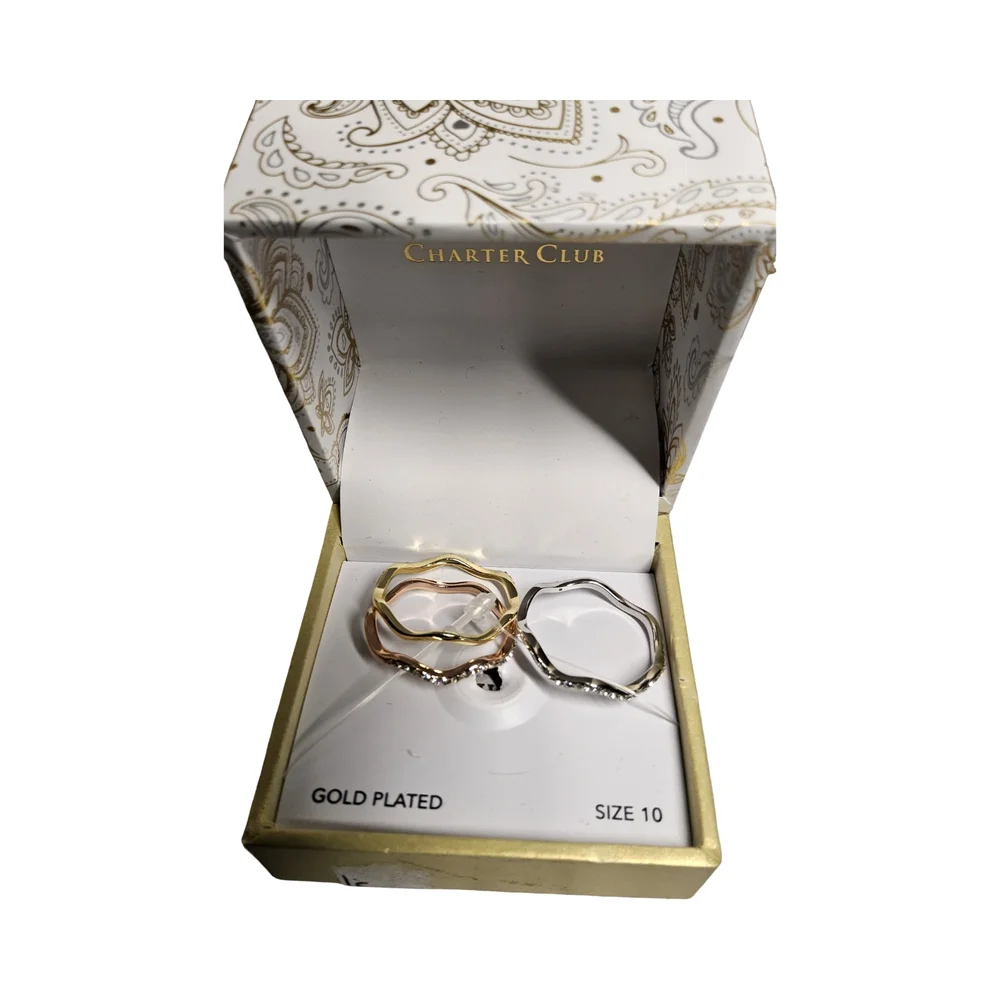 New Charter Club Tri Tone Silver, gold plated trio Ring Size 10